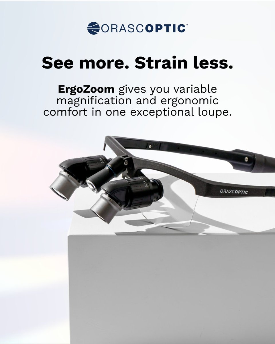 See more. Strain less.

ErgoZoom gives you variable magnification and ergonomic comfort in one exceptional loupe.

Book a demo today: orascoptic.com/en-us/request-…