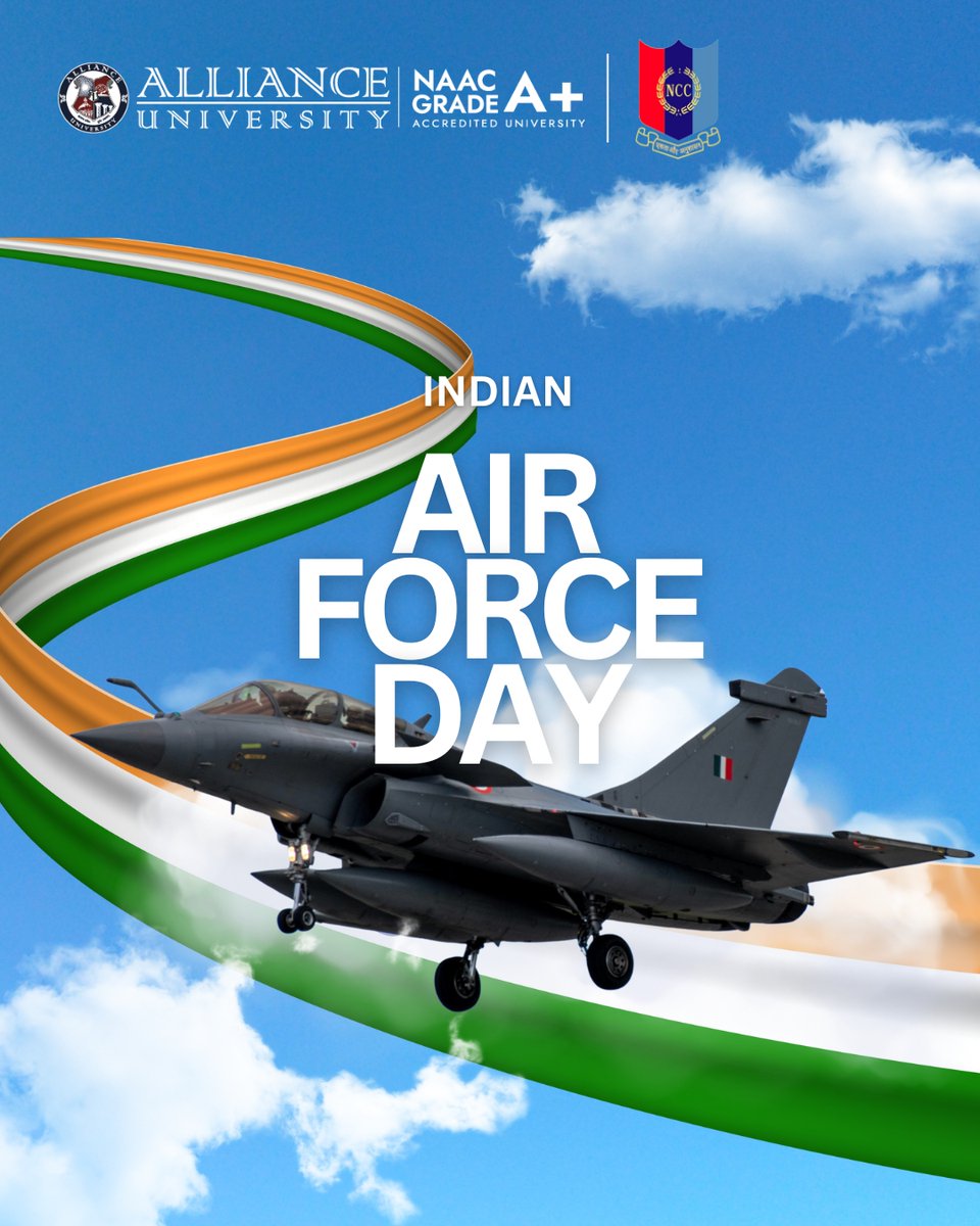 Honouring the courage, discipline, and dedication of the Indian Air Force — guardians of our skies and symbols of service and strength.

Alliance University salutes the heroes who inspire the nation to rise higher, every day.

#indianairforceday #allianceuniversity #airforce