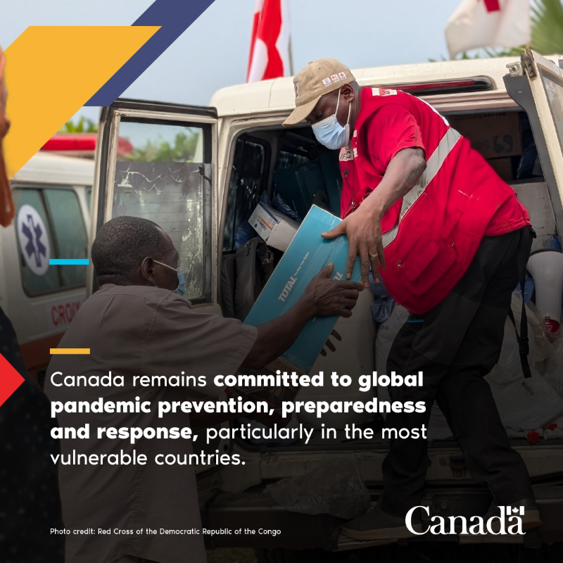 CanadaDev's tweet photo. An outbreak of #Ebola was declared in #DRC and swift action is needed to help people affected and contain the spread of the disease. Canada is providing funding to @MSF_canada and @IFRC via @redcrosscanada to strengthen the response to this outbreak.   

Swipe to learn more ➡️