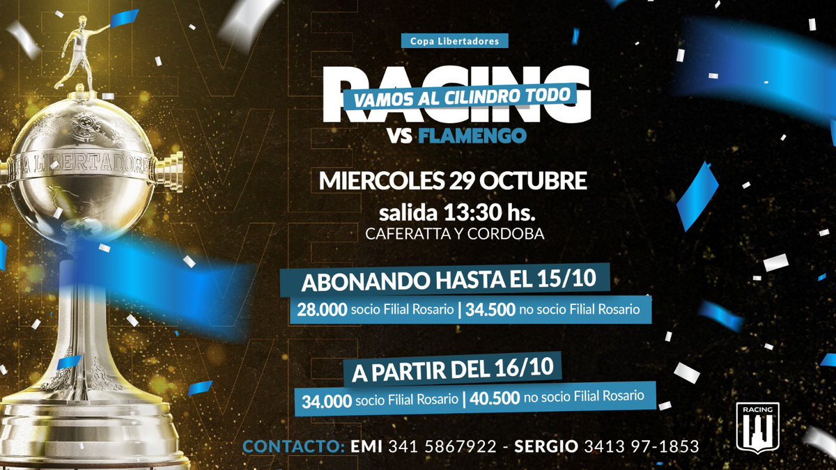 Si te quedaste sin lugar en el viaje con Velez, que no te vuelva a pasar lo mismo contra Flamengo🙄!@FilialesRacing <a href="/aiaoeoaaa/">Santiago Carrascal</a>