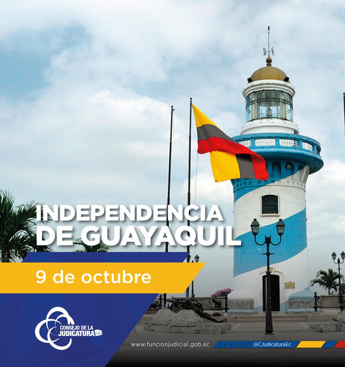 #FelizJueves 🔵 La Dirección Provincial de <a href="/ManabiCJ/">ManabíCJ</a> rinde homenaje a la ciudad de #Guayaquil en la conmemoración de los 205 años de su independencia, celebrando su valentía y contribución a la historia de #Ecuador.