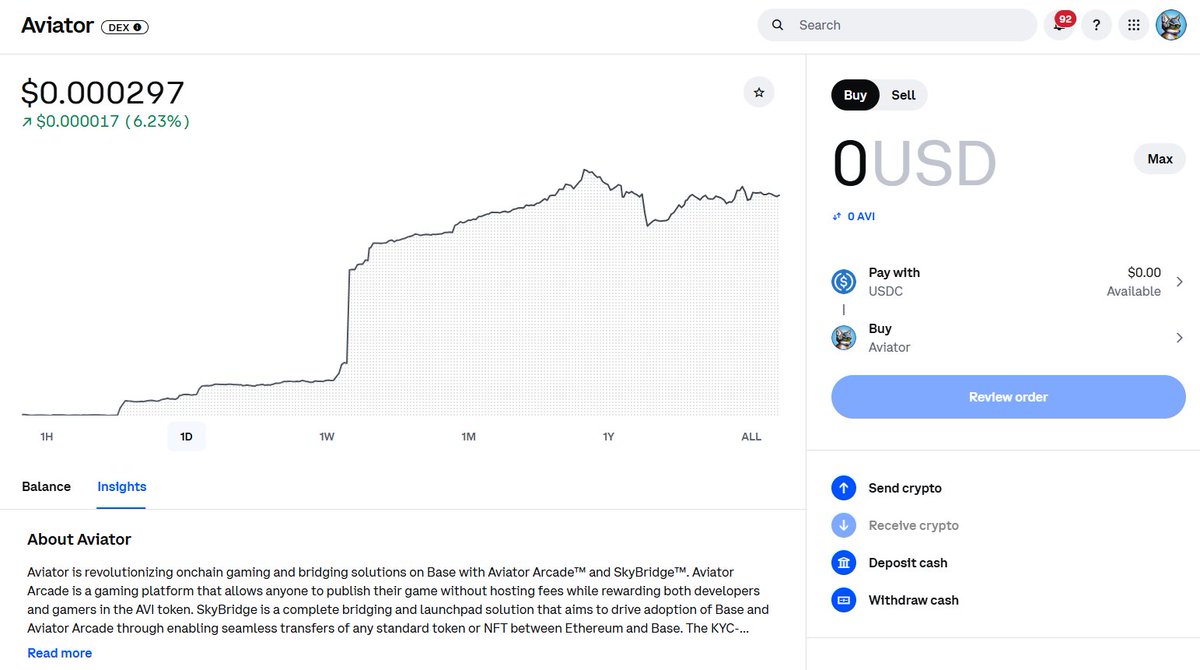 aviator_ac's tweet image. It's go time. $AVI is now available for trade on @coinbase! 🦊✈️

You can now buy $AVI directly on the Coinbase website or using the Coinbase app.

Now wait until you see what we’ve been building all this time… 🌉