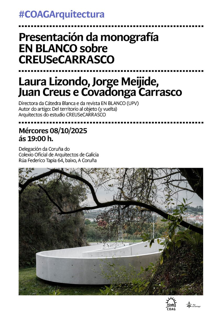 dinisss's tweet photo. Lleno hoy en @COAGcoruna para dos actividades enmarcadas en la #SemanadaArquitectura2025. Una charla sobre el espacio público de #Coruña con arquitectos que trabajaron y trabajan en la ciudad, y la presentación de la revista En Blanco dedicada a @CREUSeCARRASCO @etsac_udc https://t.co/5KpG09YLOi
