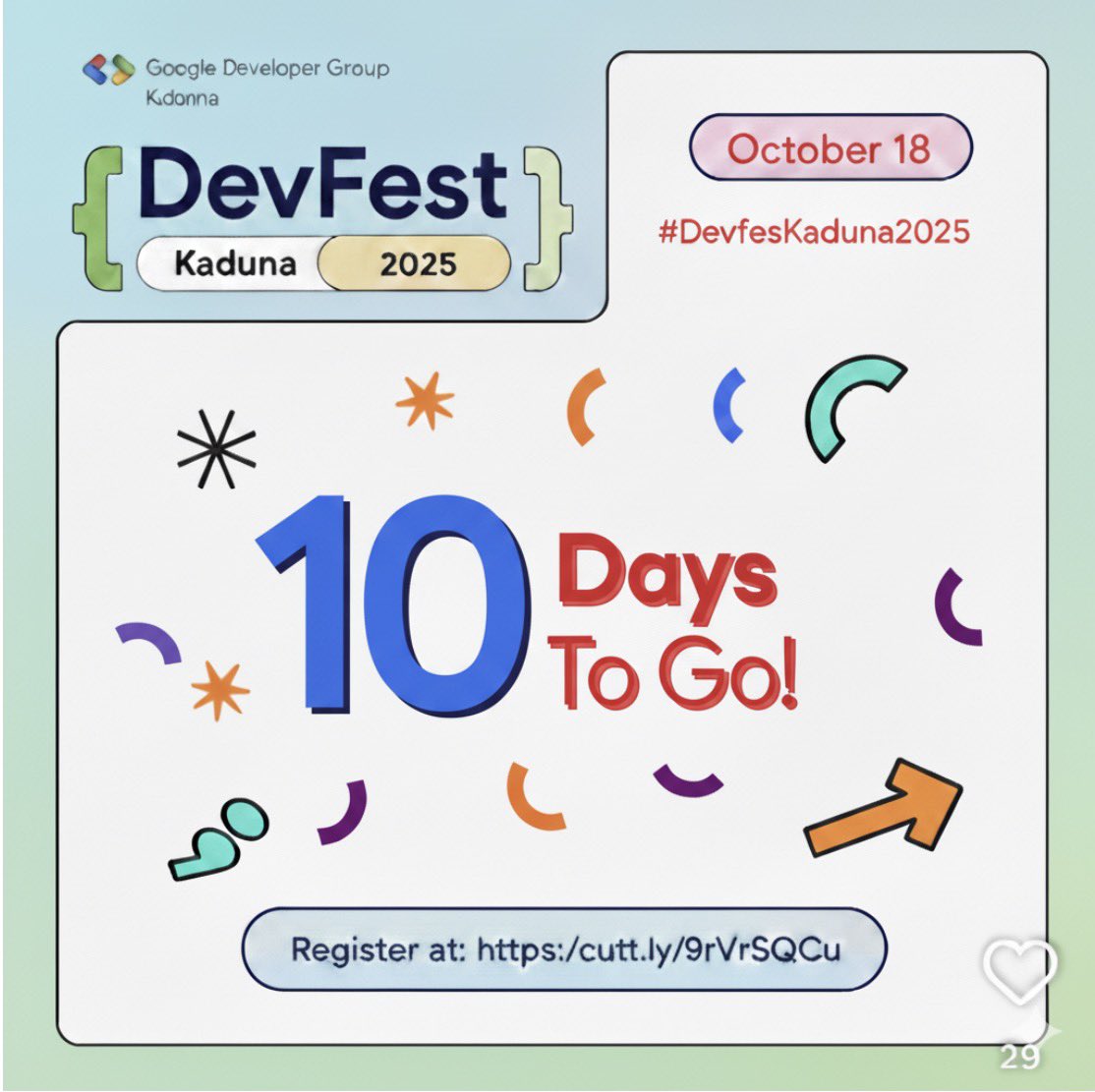 gdg_kaduna's tweet photo. System check:⏳

DevFest Kaduna deploying in
10 days.😎

Please update your excitement to the latest version.

#DevFestKaduna #GDGKaduna #devfest25 https://t.co/Bz4BPfkmpn