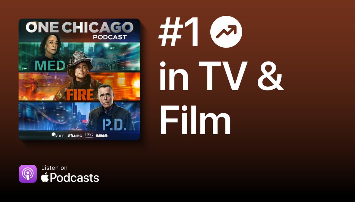 UniversalTV's tweet image. 🔥 Chicago’s on top! The official #OneChicago Podcast is now the #1 TV &amp;amp; Film podcast on #ApplePodcasts! 

Subscribe now for new episodes every Thursday 🎧 Keep listening and keep loving! 🫶