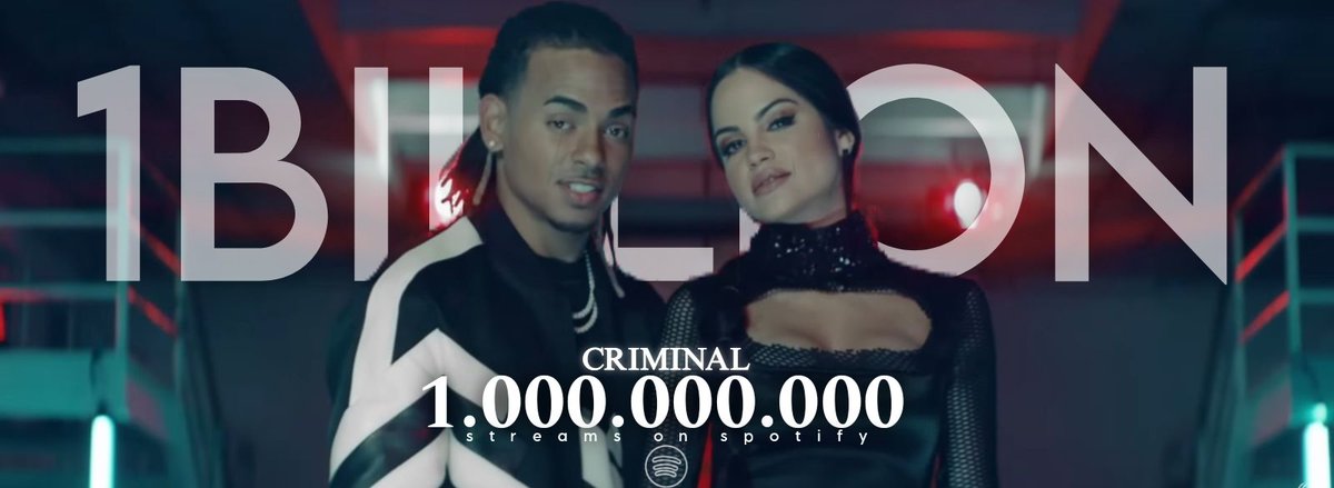 "Criminal" de Natti Natasha &amp; Ozuna ha superado el BILLON de streams en Spotify.

— Es la primera canción de Natti Natasha en superar dicha cifra!