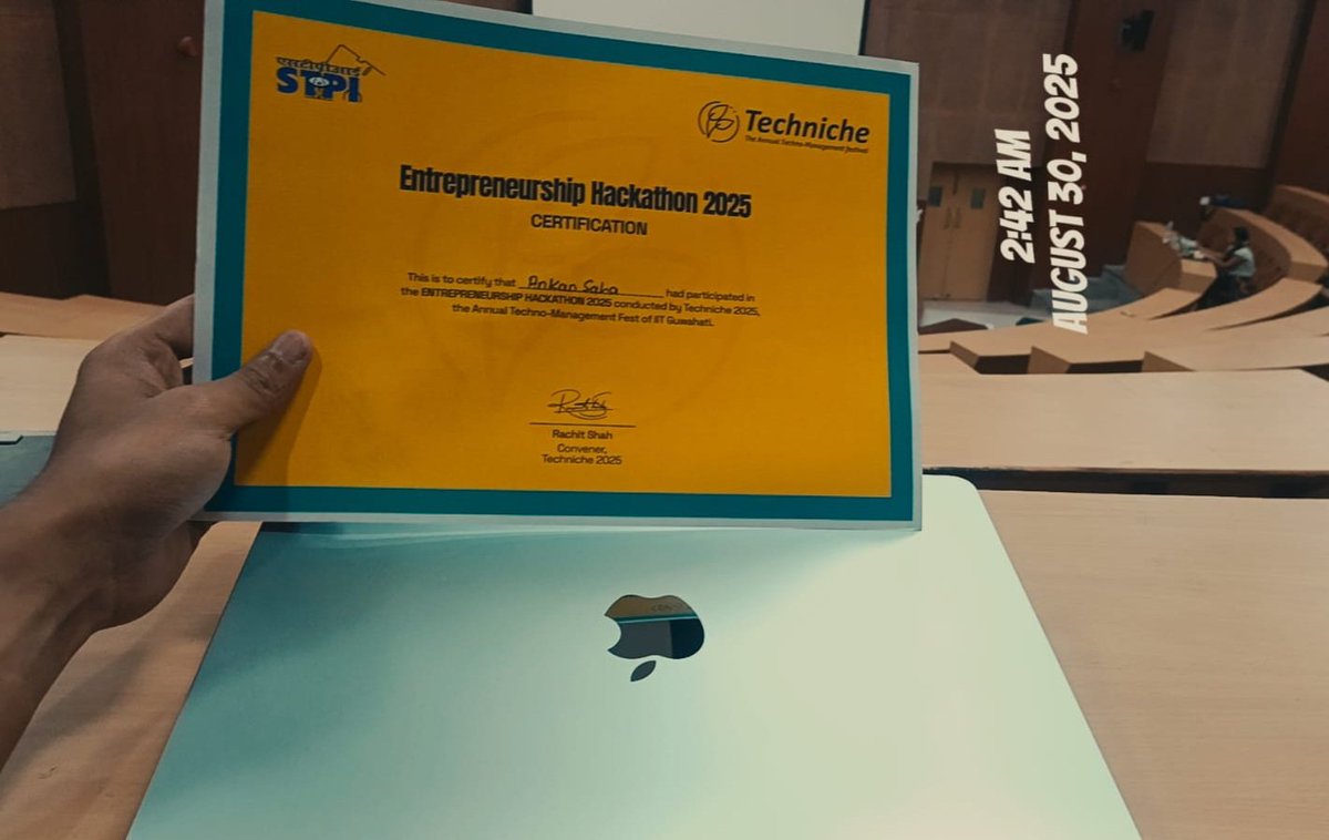 AnkanCse's tweet image. Top 30 finalist at #STPIHackathon2025, #Techniche #IITGuwahati! Incredible teamwork with #ByteForgeTitans—grateful for this journey and support!#Achievement IIT Guwahati