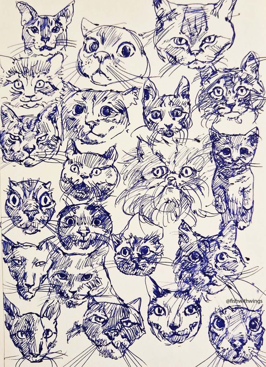 a page from my sketchbook, just some loose exercises
(included my cat too) 🐈
