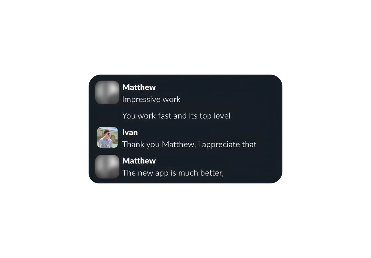 ivanboroja's tweet photo. It really is this simple:

Client: I need an app designed really fast.
Me: That’ll be $6,500.
Client: Transfer sent.

*3 days later*

Me: Here’s the app with 40 screens, and a component library. 

Client: https://t.co/kWk77YV3m4