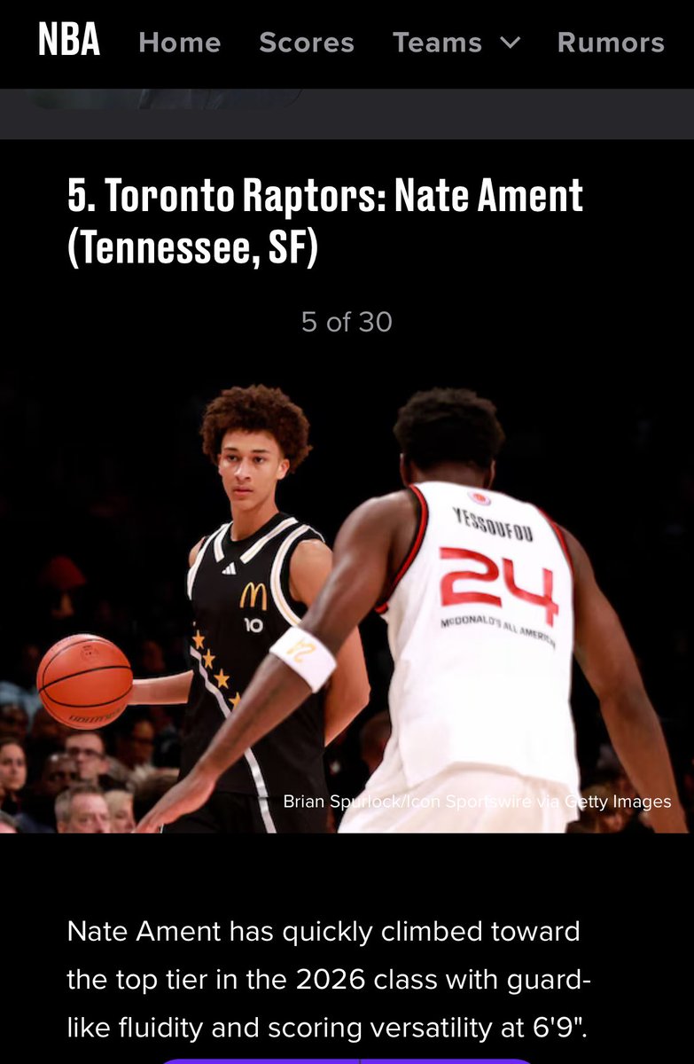 bleacher report has the toronto raptors drafting nate ament with the 5th pick