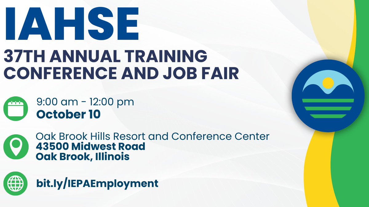 Illinois EPA (@ilepa) on Twitter photo Join us at the <a href="/TheRealIAHSE/">Illinois Association of Hispanic State Employees</a> 37th Annual Training Conference and Job Fair! 💼 Don’t miss your chance to connect and explore career opportunities with us! 
🔗 Find other events we’ll be at this fall: bit.ly/3AT3bVq Join us at the <a href="/TheRealIAHSE/">Illinois Association of Hispanic State Employees</a> 37th Annual Training Conference and Job Fair! 💼 Don’t miss your chance to connect and explore career opportunities with us! 
🔗 Find other events we’ll be at this fall: bit.ly/3AT3bVq