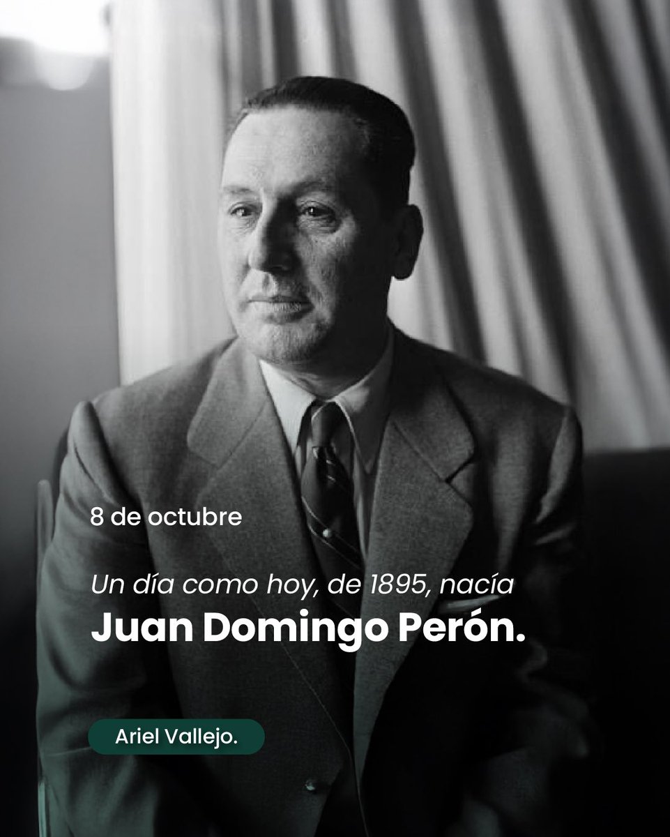 Un día como hoy, en 1895, nacía Juan Domingo Perón, líder de una causa que marcó la historia argentina.

Su legado de justicia social, trabajo y soberanía sigue latiendo en cada argentino que cree en un país más equitativo y solidario🇦🇷