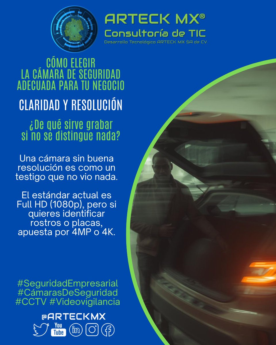 arteck_mx's tweet photo. La claridad y la resolución son el corazón de la videovigilancia.

La Resolución (megapíxeles) determina el detalle de la imagen.

A más resolución, mayor capacidad para identificar caras y matrículas . Elegir la clave correcta es para una vigilancia efectiva. https://t.co/LijnYm4F2Y