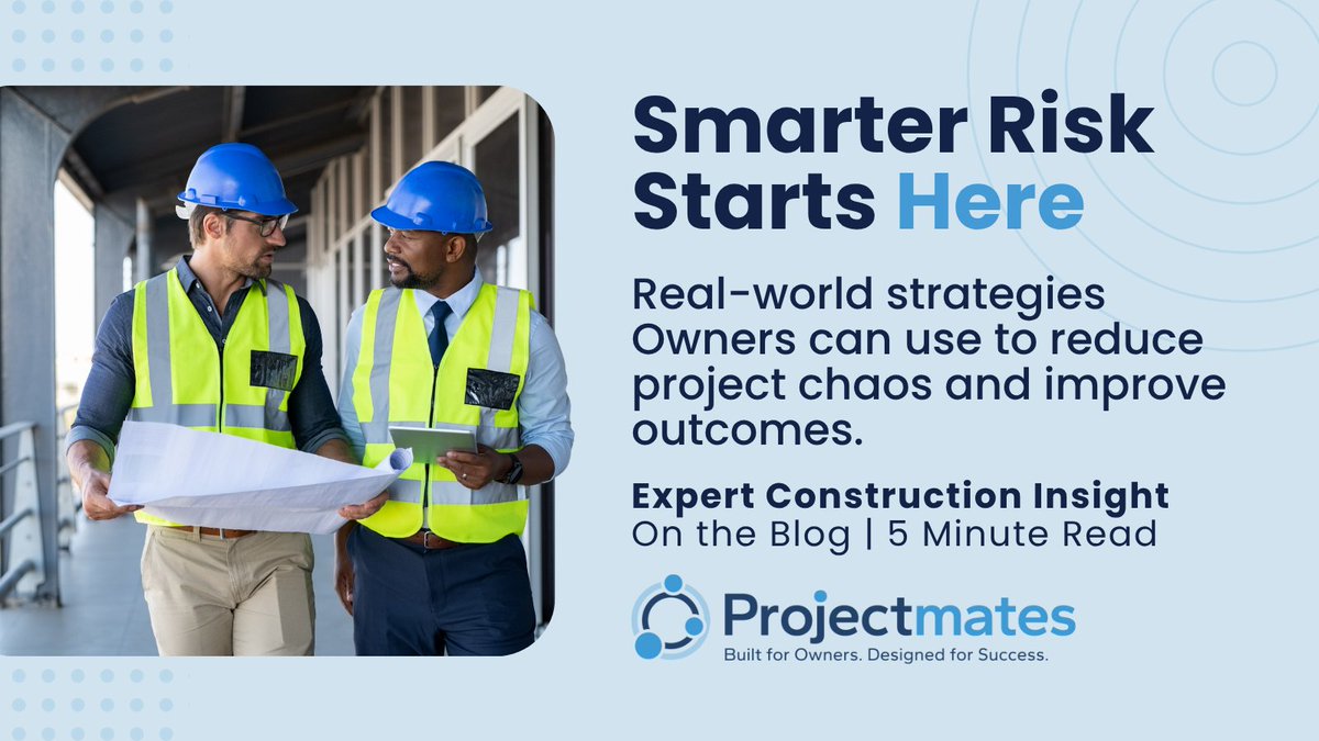 Projectmates's tweet image. If you missed our recent webinar, we’ve got you covered.

We broke down how Owners can take the lead on risk — not just react to it — with better visibility, clearer collaboration, and smarter tools.

Catch the full recap and key takeaways here: hubs.la/Q03MRdpT0
