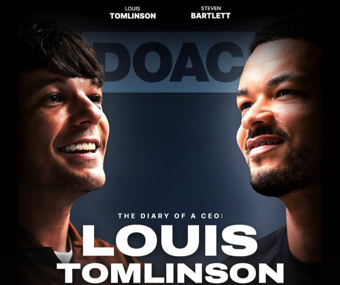 LouisWT91World's tweet photo. The Diary of a CEO: Louis Tomlinson will be available tomorrow on YouTube. https://t.co/idhgL9w415