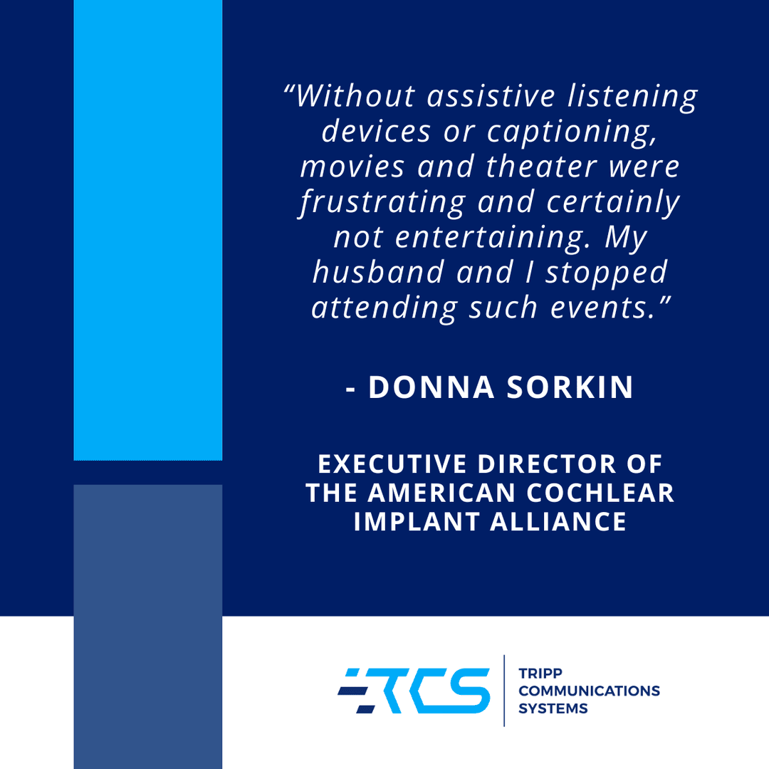 Trippcomm's tweet photo. For many, accessibility isn’t an abstract concept... It’s the difference between being part of the experience or sitting it out.

Here's what Donna Sorkin of the ACI Alliance had to say.

Read our full guide to ADA-compliant assistive listening devices:
🔗 https://t.co/CS9h23JdHH https://t.co/JEsyi6kFRf