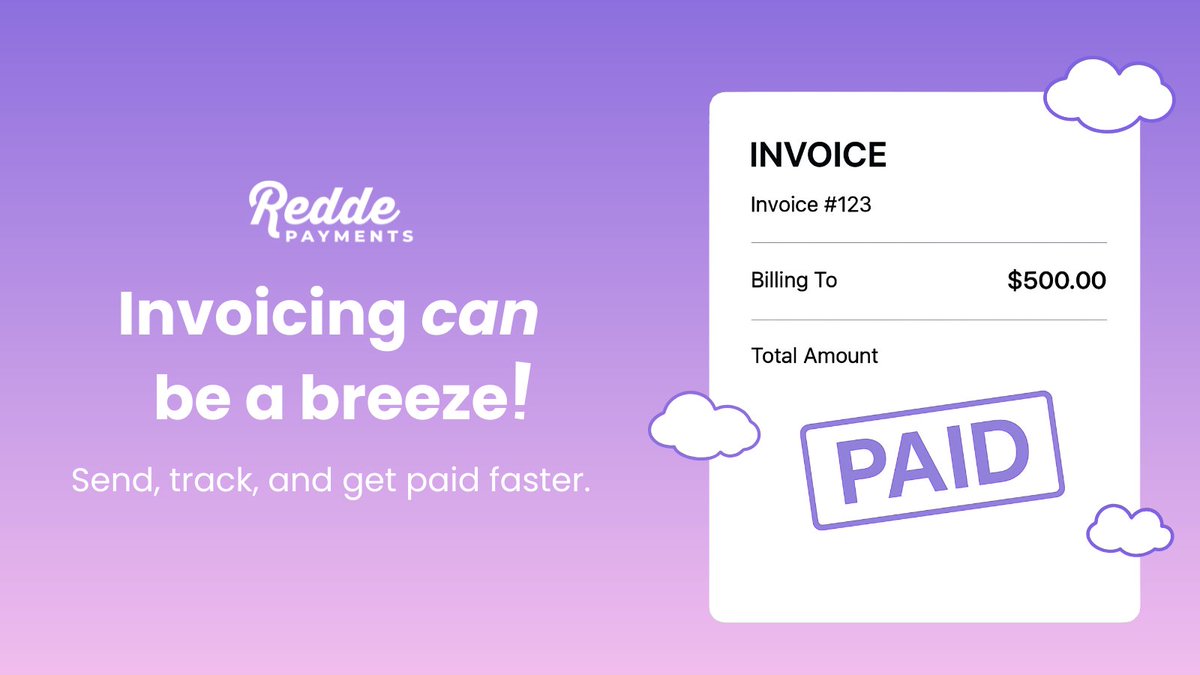 ReddePayments's tweet image. Invoicing doesn’t have to be a headache. 🧾 With Redde, sending and tracking invoices is a breeze, so you can focus on getting paid! Not chasing paperwork. 💳✨ #Invoicing #GetPaidEasy #Payments #businesstips