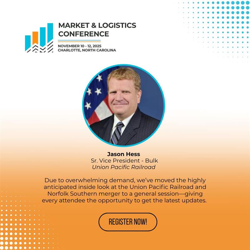 The Fertilizer Institute (@fertilizer_inst) on Twitter photo Join us at TFI's Market & Logistics Conference for a conversation with Union Pacific: Hear Firsthand the Future of Mergers and Industry Shifts. 
Learn insights from Jason Hess, Sr. Vice President - Bulk at Union Pacific Railroad, as he breaks down the proposed merger. Join us at TFI's Market & Logistics Conference for a conversation with Union Pacific: Hear Firsthand the Future of Mergers and Industry Shifts. 
Learn insights from Jason Hess, Sr. Vice President - Bulk at Union Pacific Railroad, as he breaks down the proposed merger.