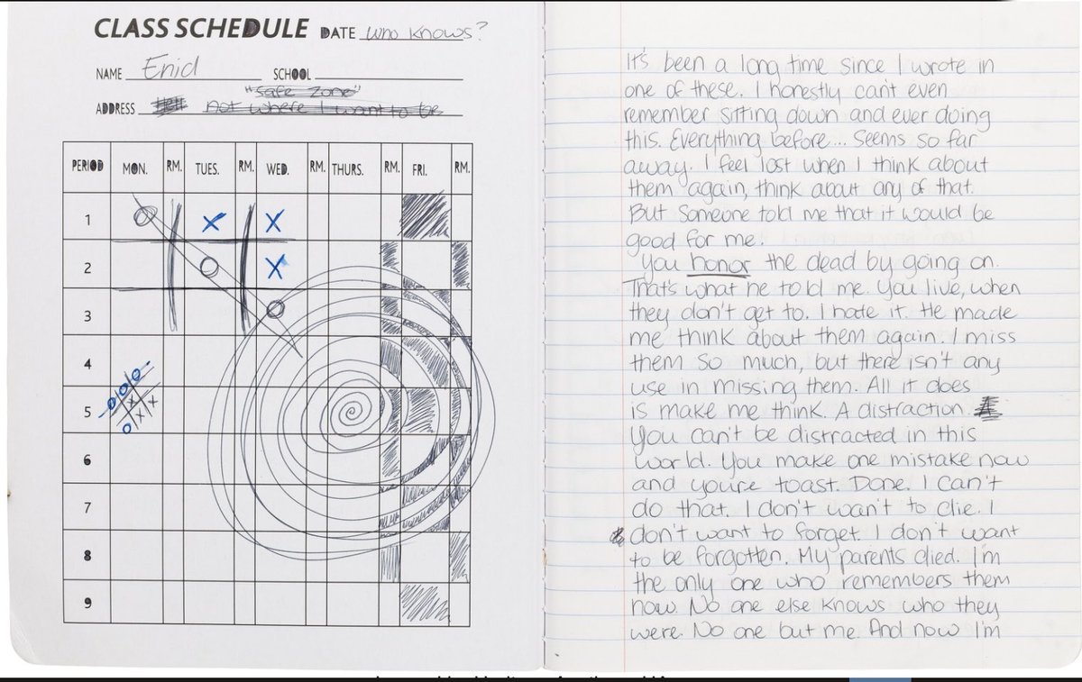 Close up of Enid’s journal from Season 6 of #TheWalkingDead!