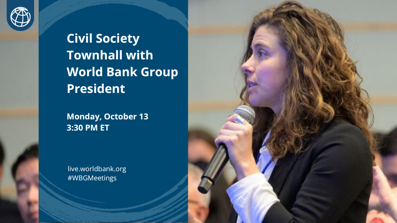 IFC (@ifc_org) on Twitter photo 📅 October 13 at 3:30pm ET
At the <a href="/WorldBank/">World Bank</a> Group Annual Meetings, civil society representatives will have a unique opportunity to dialogue with World Bank Group President Ajay Banga.
Mark your calendars and tune in live: wrld.bg/NQWB50X8Gb1  #WBGMeetings 📅 October 13 at 3:30pm ET
At the <a href="/WorldBank/">World Bank</a> Group Annual Meetings, civil society representatives will have a unique opportunity to dialogue with World Bank Group President Ajay Banga.
Mark your calendars and tune in live: wrld.bg/NQWB50X8Gb1  #WBGMeetings