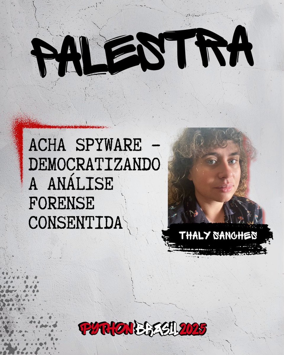 pythonbrasil's tweet image. Palestra
Acha Spyware - Democratizando a Análise Forense Consentida - Thaly Sanches
Apresentação da ferramenta "Acha Spyware" uma ferramenta forense, gratuita e open source feita com HTML, CSS, JS e Flask. Detecta spywares em celulares, com foco em grupos vulneráveis.
#pybr2025