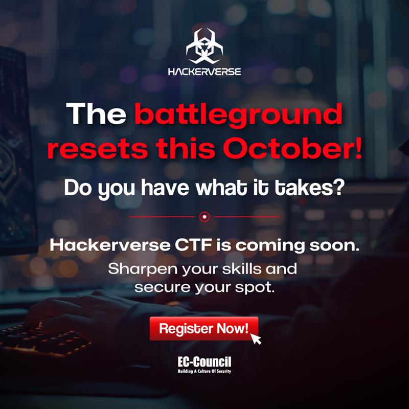 hackerverse_ecc's tweet image. Every second counts. Every move matters.
Register now: buff.ly/4ijRWG6

The October Hackerverse CTF is almost here — are you ready to rise to the top?

#eccouncil #hackerverse #hackerversectf #monthlyctf #ctf #capturetheflag #ethicalhacking #cybersecuritytraining