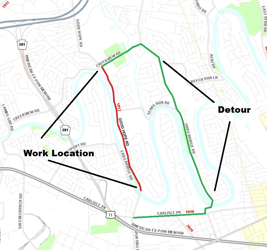 Senator Greg Rothman (@rothman_greg) on Twitter photo Reminder: Tree Removal Scheduled for 10/14 & 15 on Good Hope Rd in Hampden Twp, <a href="/CumberlandCoPA/">Cumberland County, PA</a>.
Good Hope Rd will be closed between Creek View Rd & Shasta Way near the bridge spanning Conodoguinet Creek, 9am-2pm 10/14 & 15. Reminder: Tree Removal Scheduled for 10/14 & 15 on Good Hope Rd in Hampden Twp, <a href="/CumberlandCoPA/">Cumberland County, PA</a>.
Good Hope Rd will be closed between Creek View Rd & Shasta Way near the bridge spanning Conodoguinet Creek, 9am-2pm 10/14 & 15.