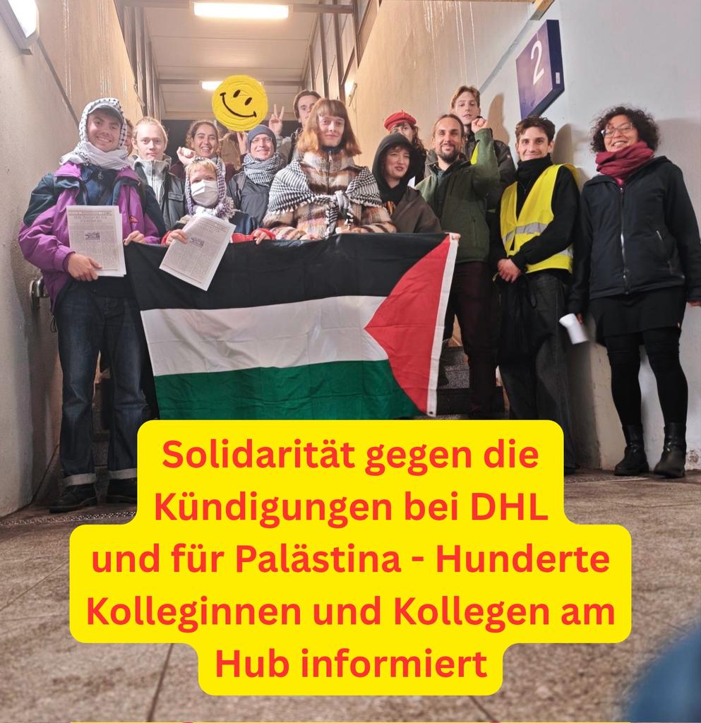 Mit 15 Menschen heute am #DHL #Hub in #Leipzig / #Halle über die politischen #Kündigungen von #Christopher und #Adrian informiert