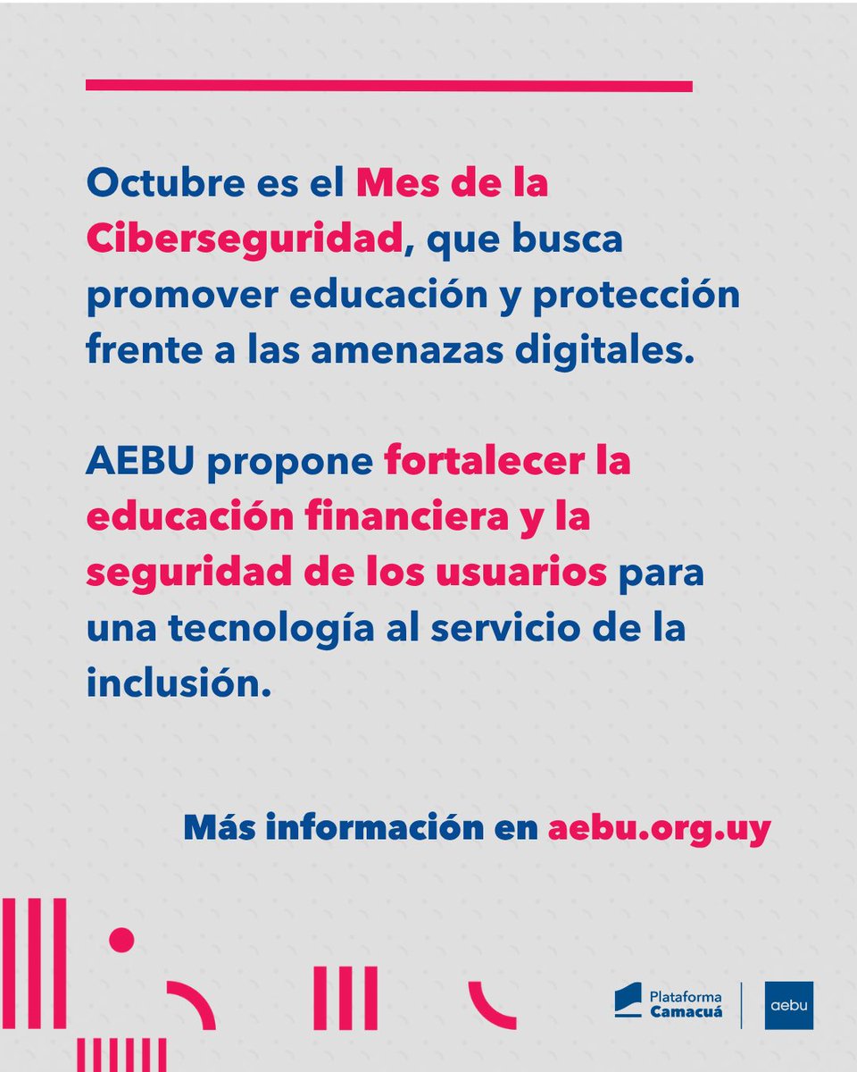 🔐 La seguridad digital nos involucra

Durante octubre, AEBU acompaña el #MesdelaCiberseguridad promoviendo una mirada que ponga en el centro a las personas y sus derechos.

👉 Leé la nota completa en aebu.org.uy