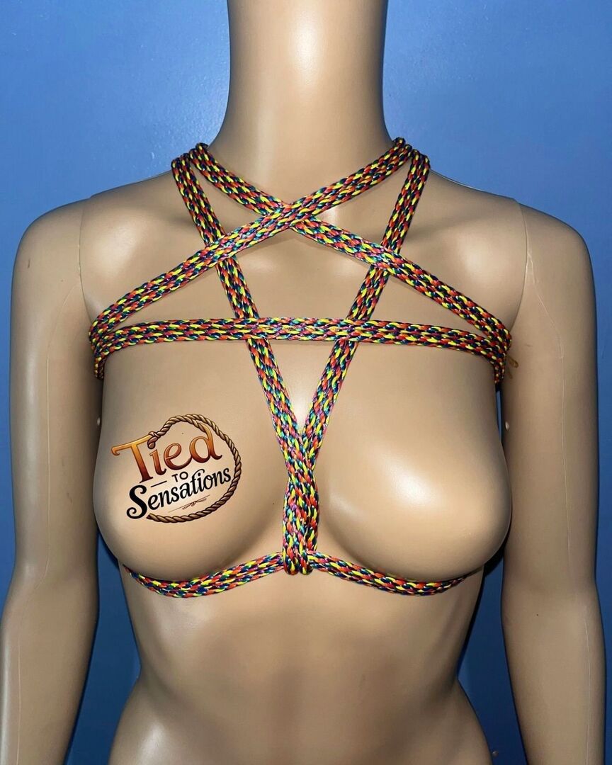 Reposted @thamystique 🪢 I have been working in the background on the Pentagram Star Harness v1 the front view  from <a href="/theduchy/">Hermosa Store</a> using a 30ft Rainbow 🌈 rope from @agreeableagony . 

🪢Sensational Experiences | 
🪢Chicago Rigger in Training
🪢Shibari Floor… instagr.am/p/DPj56HzDwa3/