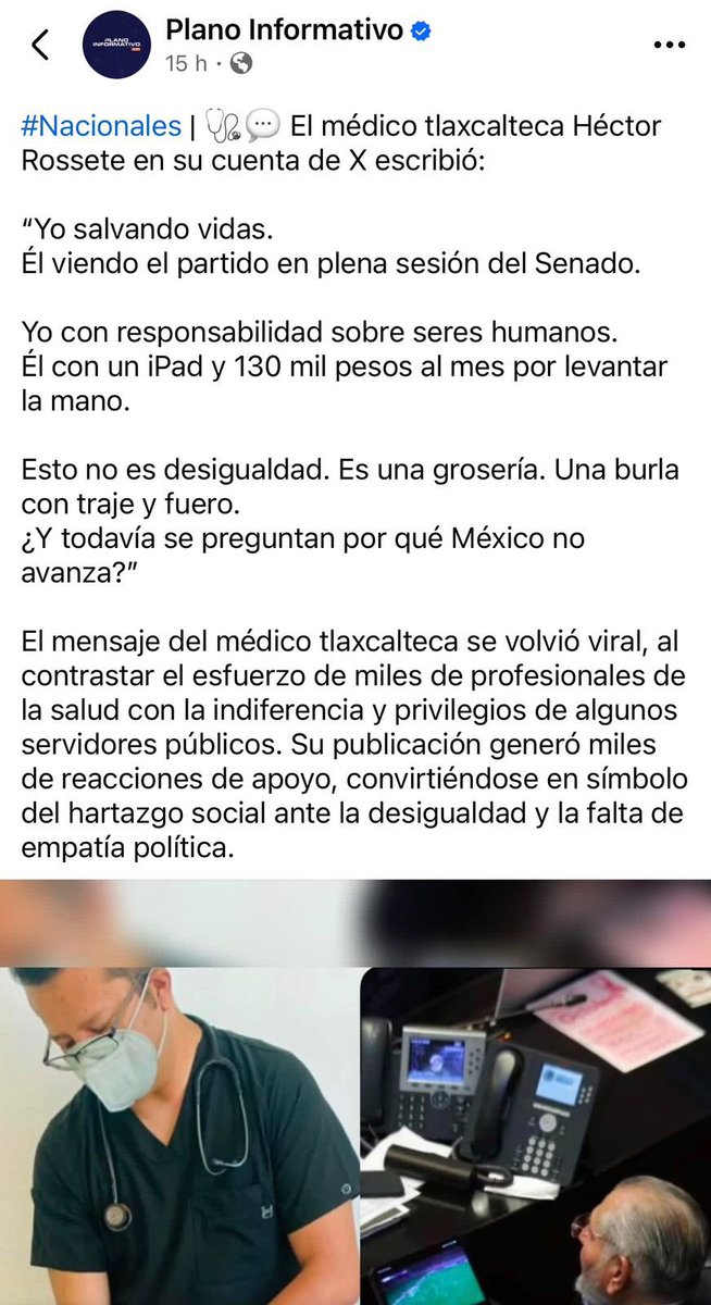 Me atacaron por decir lo que muchos sienten, pero callan.
No fue un mensaje de odio, fue un grito de hartazgo. Porque mientras unos vemos la vida pasar desde un consultorio u hospital, otros ven un partido desde el poder.

No busco aplausos, solo coherencia. México no va a sanar