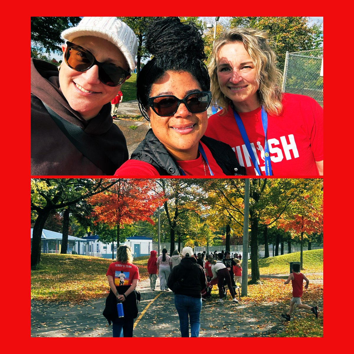 Ms_P_Hall's tweet photo. A heartfelt ❤️🩹 #TerryFoxRun @GShepherdOCSB as we keep our very own Ms. Laura in prayer, and honour @oksarge & @Ms_P_Hall who beat #cancer @pamelapolitano 🩺🧬 #CancerAwareness #CancerTreatment #CureCancer #ocsbBeCommunity ❤️ https://t.co/WXxNsMEk4X