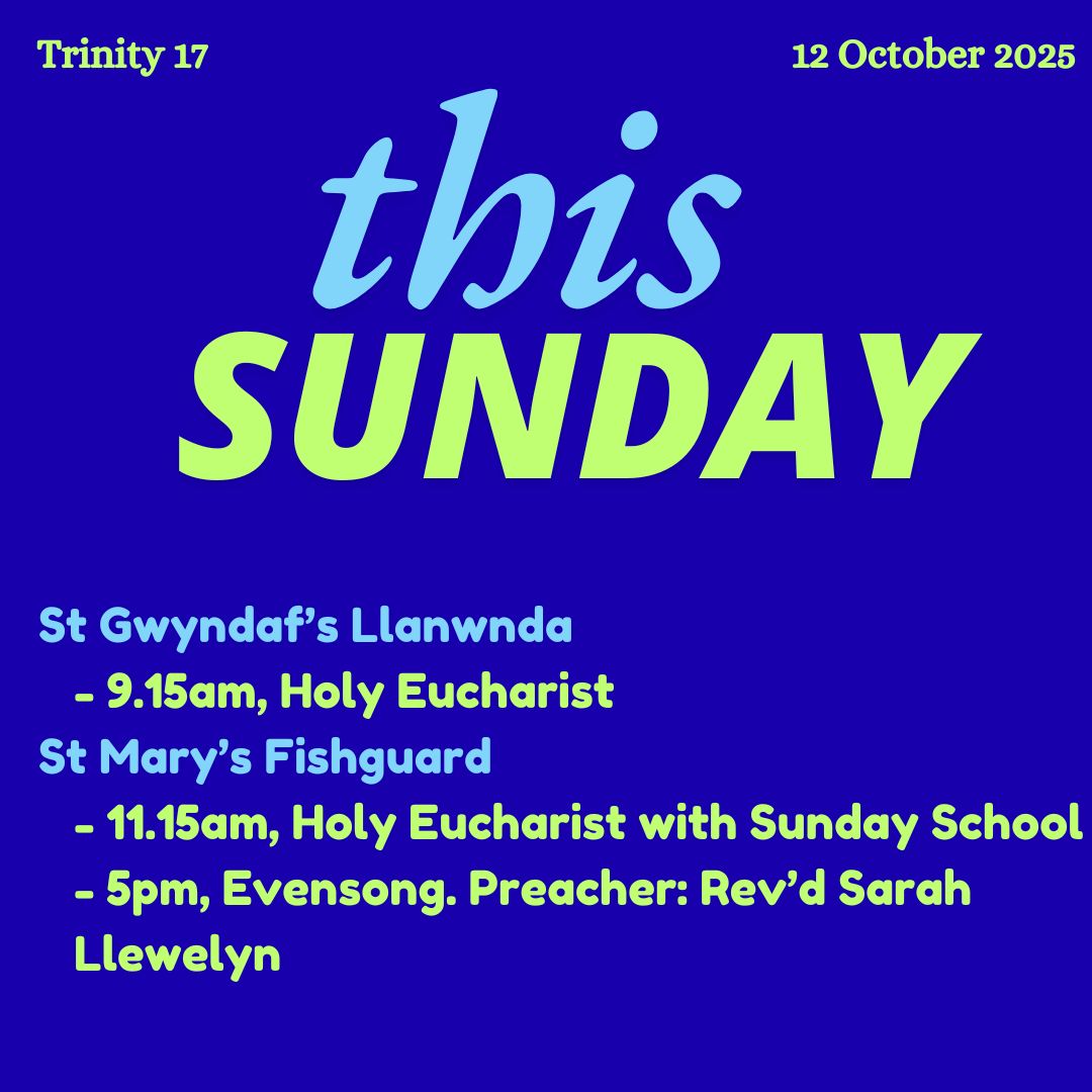 This Sunday in the Fishguard Group of Churches! Don't miss out on #evensong at 5pm.
#FIshguard #Llanwnda