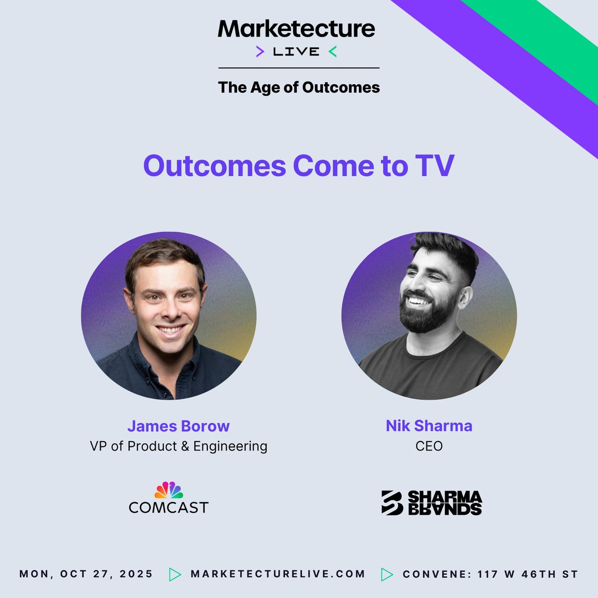 marketecturetv's tweet image. Outcomes Come to TV

Universal Ads (@Universal_Ads)  is a shot across the bow of traditional TV buying.

We’re bringing James Borow (@JamesBorow)  on stage with none other than Nik Sharma (@mrsharma) , The DTC Guy, to break down what this shift means for brands and advertisers.…