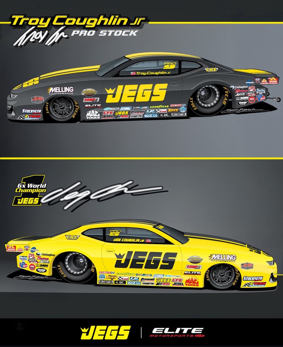 ZillyJailbird14's tweet image. Jeg Coughlin Jr. is back in the Yellow and Black Jegs car for 2026.