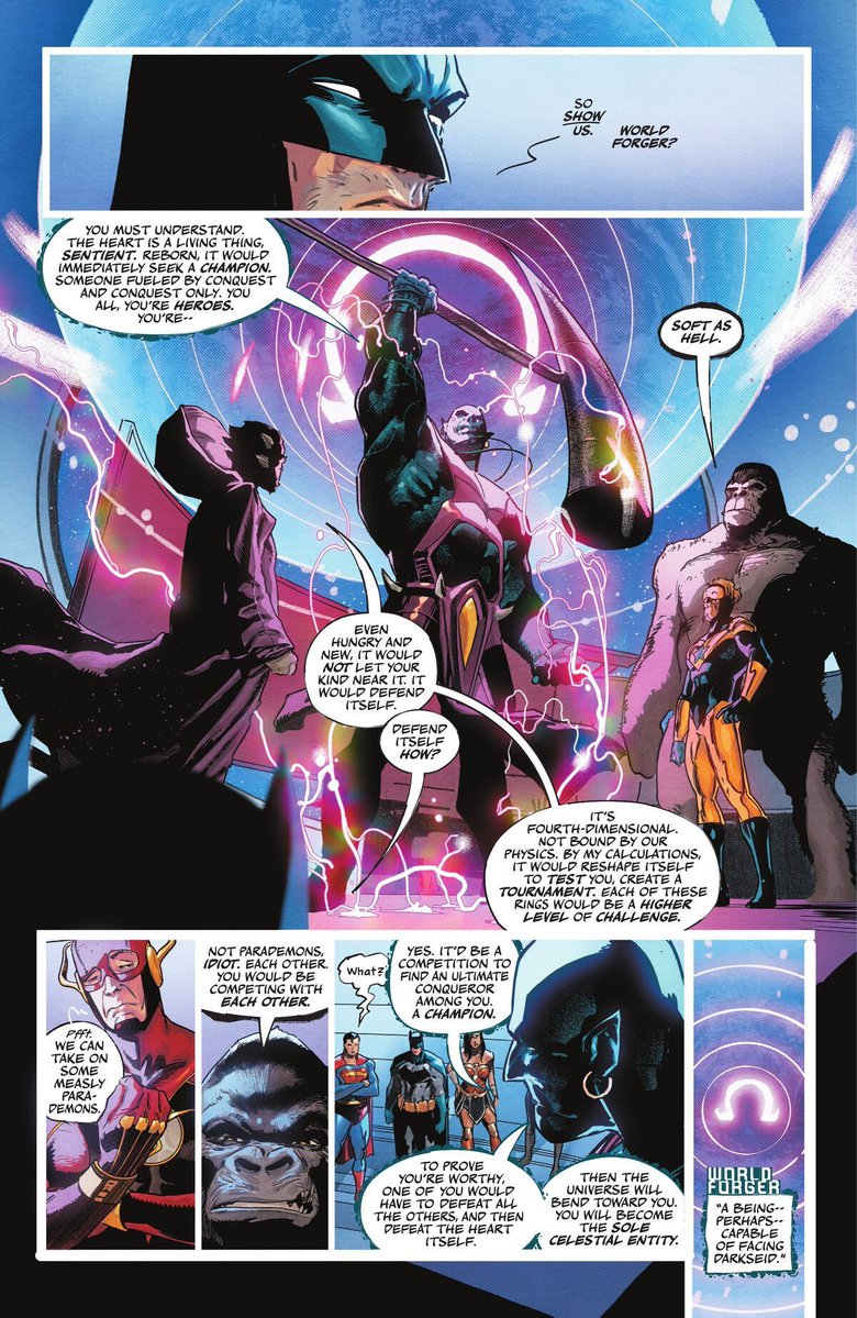(Okay so the concept is that Darkseid is wanting to create a New Apokalips on Earth by filling it with Omega Energy, the conqueror shit that flows through his veins 

There’s already an Omega Heart growing in the center of the Earth. But the heroes can’t use it unless the heart—
