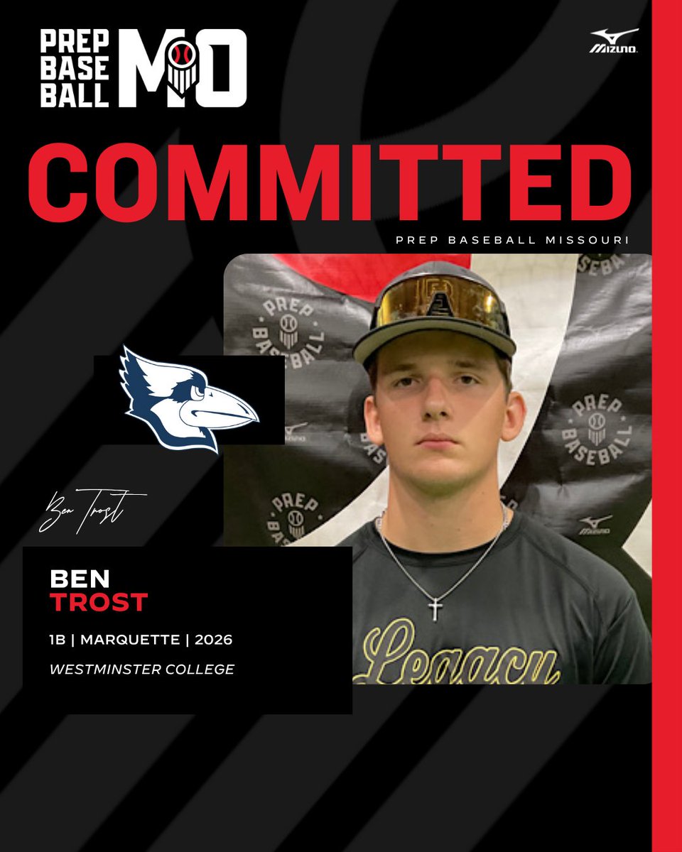 PrepBaseballMO's tweet photo. 1B Ben Trost (Marquette, 2026) commits to Westminster College

@BenTrost31
@MustangDugout
@WestminsterBase

👤: https://t.co/MDz1CxWRiP https://t.co/6JlQwLmOi0