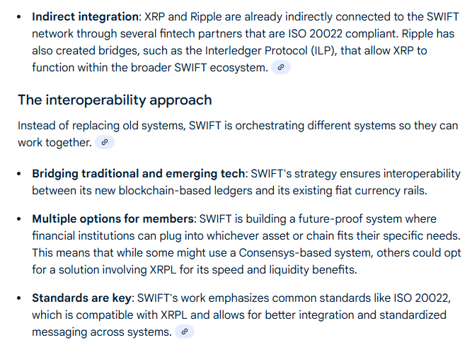 TeesCryptoSpot's tweet photo. Interesting take from AI. You folks out there that keep thinking one solution (especially those in POCs and not full partnerships) are going to make some terrible mistakes in the not so distant future. There's a stark reason why XRP isn't being mentioned. Space incoming later. https://t.co/w8xnNYEcqL