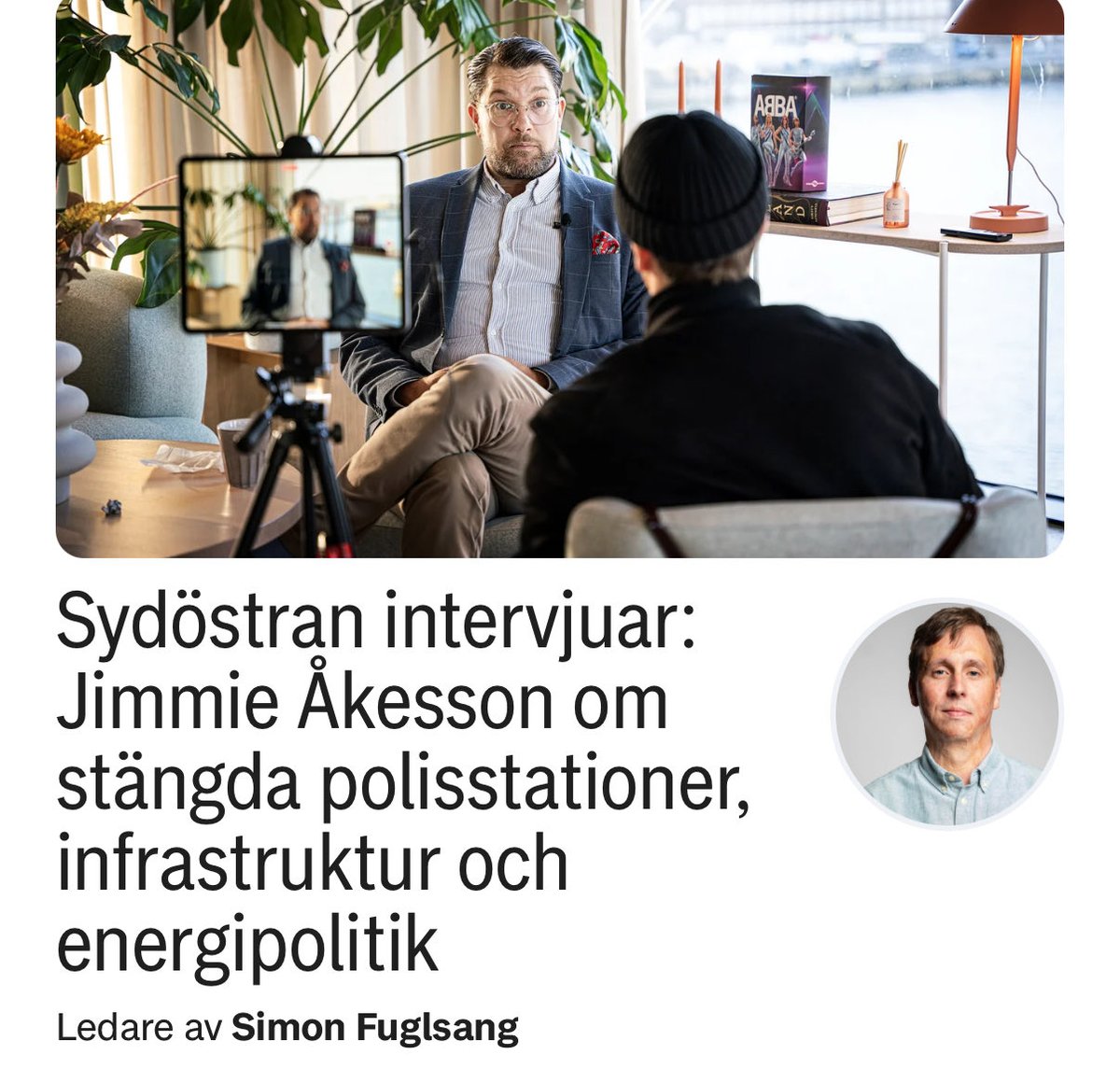 SimonFuglsangSW's tweet image. Intervjuade @jimmieakesson inför @sdriks valupptaktsmöte i Karlshamn. Länk: shorturl.at/BPW9R