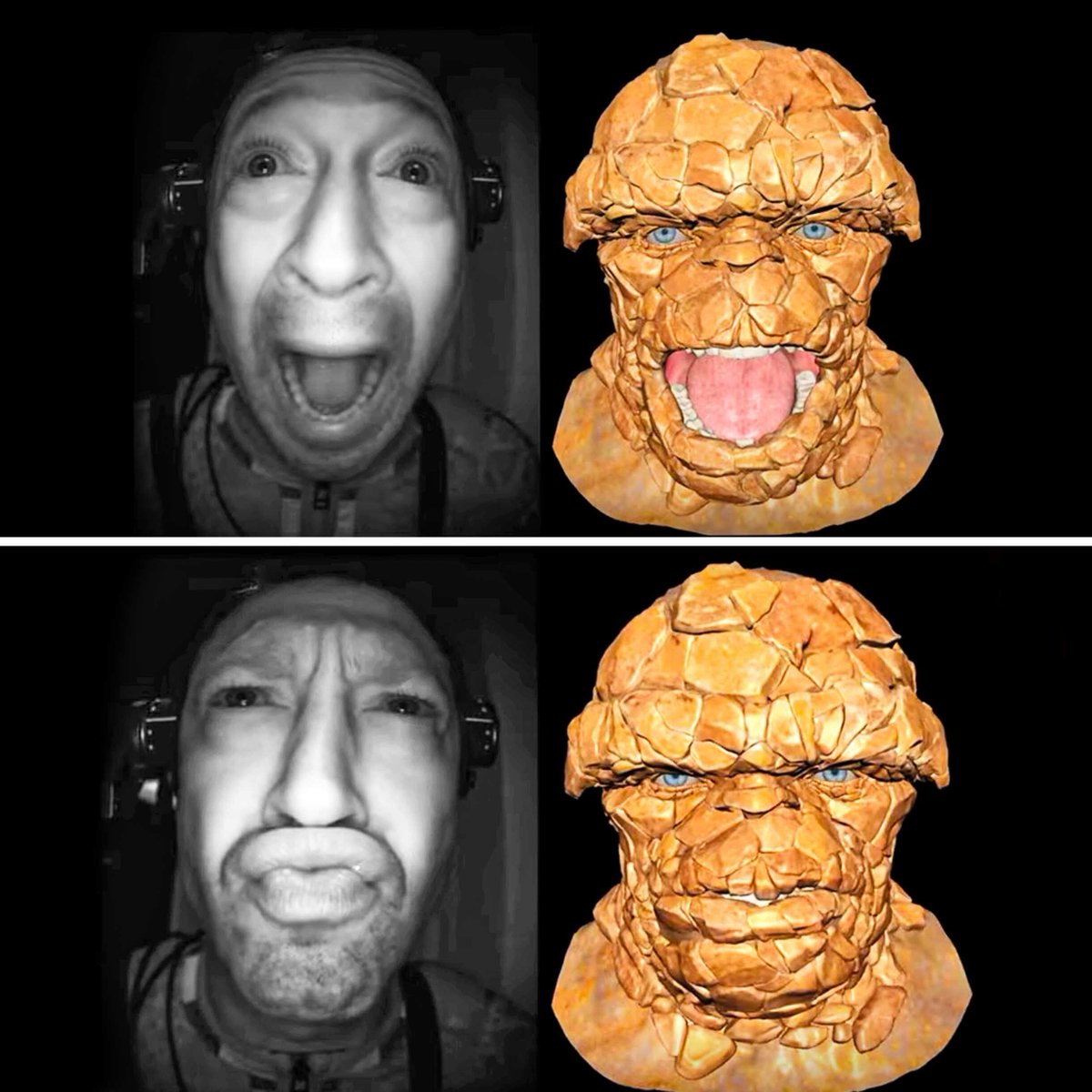 MCU_Direct's tweet image. A new look at Ebon Moss-Bachrach as The Thing behind the scenes!