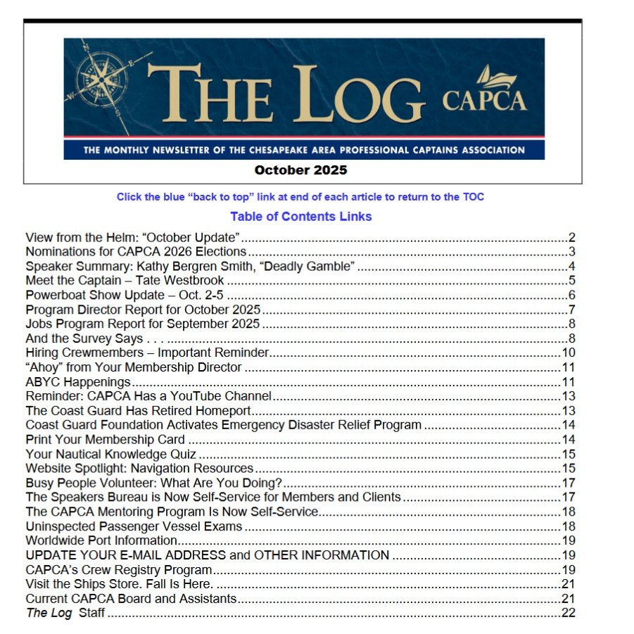 The October 2025 edition of CAPCA's Newsletter "The Log" is now available: capca.net/images/PDF/log…