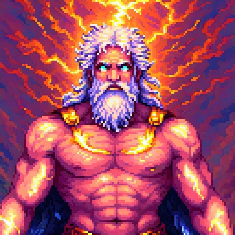 The power of a thunder god, rendered in vibrant pixel fire. Every square counts. 🔥 
#PixelArtIllustration #GameArt #RetroVibes #DigitalArt #IndieDev #Gamedev #ArtCommission #8Bit #16Bit #ArtistOnSocialMedia