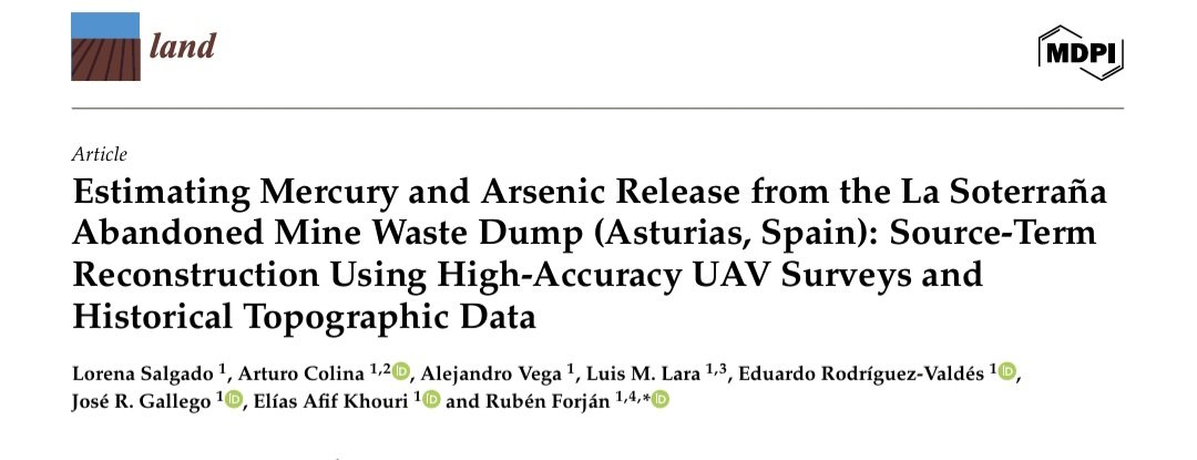 Online nuestro último trabajo! En este caso sobre #minería y la liberación de As y Hg al #medioambiente. Trabajo publicado en la revista #Land
mdpi.com/2073-445X/14/1…
<a href="/fcaa_usal/">Facultad de Ciencias Agrarias y Ambientales (USAL)</a> <a href="/usal/">Universidad de Salamanca</a> <a href="/uniovi_info/">Universidad Oviedo</a> <a href="/lorenasalgadof/">Lorena Salgado</a> #mining #DroneTechnology #dron #science   <a href="/MDPIOpenAccess/">MDPI</a> #NATURE