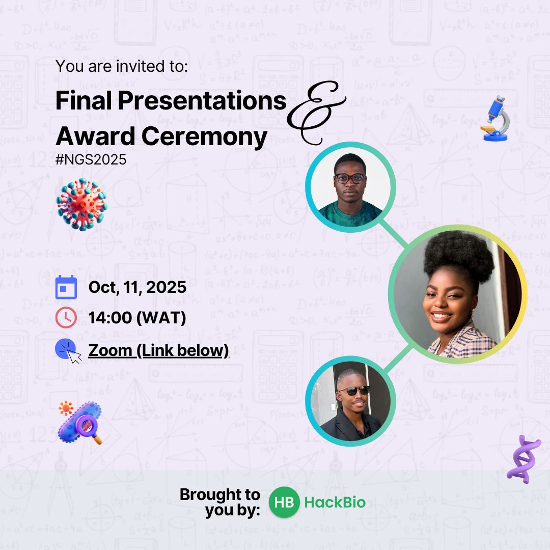 TheHackbio's tweet image. 🎓 It’s Graduation Time at HackBio!

After months of collaboration, coding, and late-night research, our Next Generation Sequencing interns are officially crossing the finish line.
We’re inviting you to join us as we celebrate their growth, grit, and groundbreaking work
#HackBio