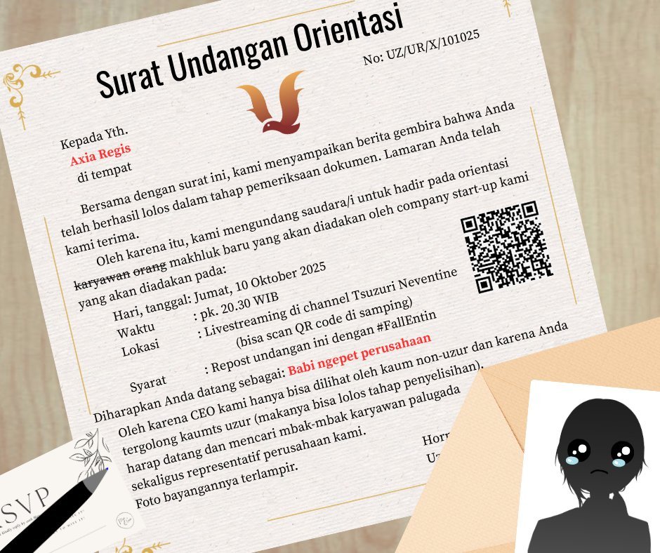 omaga, debut lagu gusy mbak urin- eh udah ganti nama lagi yah? sekarang tuh jadi tsuzuri bloontine kan? yaudah aku panggil mbak bloon aja kali yah  intinya dateng ga si ke debutnya mbak bloontine satu ini #FallEntin

youtube.com/watch?v=zVUSbA…

tadi lupa naro undangannya damn
