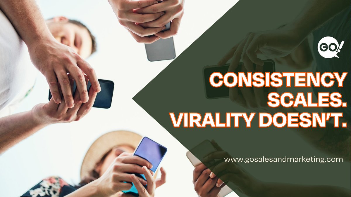 thegoagency's tweet image. Most brands are trying to go viral.

We’re more interested in being consistent.

That’s what scales.

#contentstrategy #brandconsistency #socialgrowth #marketingstrategy #digitalresults