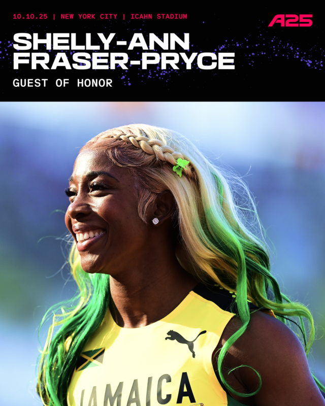 athlos's tweet image. Icons don’t just run fast, they move generations. ATHLOS honors Shelly-Ann Fraser-Pryce this Friday at Icahn Stadium, celebrating a lifetime of speed, excellence and legacy.

@realshellyannfp