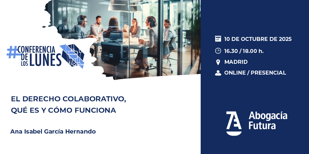 📅 Próxima #ConferenciaDeLosLunes
🗣️ “El derecho colaborativo, qué es y cómo funciona”
👩‍⚖️ Ponente: Ana Isabel García Hernando
🕠 13 de octubre | 16:30h
📍 Presencial y online
💻 Inscripciones⤵️
abogacia.es/actualidad/not…