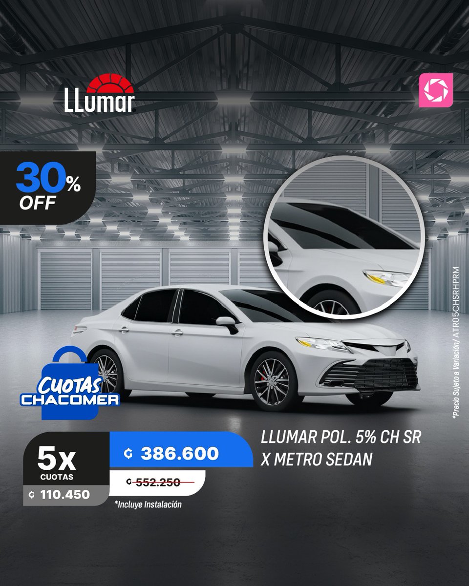 chacomer's tweet image. 🚘 Elegancia y protección con el Polarizador LLumar. Mantené tu sedán fresco y con estilo en todo momento. 😎
#LLumar #AutoStyle #Chacomer #Ofertas