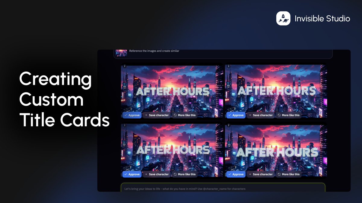 Text sets the tone ✨  Invisible Studio makes it easy to craft text cards that complement your visuals perfectly.

Watch the full tutorial here: youtu.be/Avm_RKkDtEw

#AI #AIstorytelling #invisiblestudio